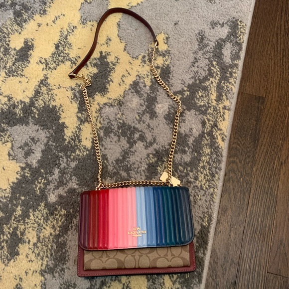 Coach Klare Quilted Linear Rainbow Leather Crossbody Purse SOLD OUT - Picture 2 of 13